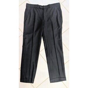 Gala Men's Dress Slacks 36x29 Charcoal Gray Pure New Wool Straight Fit Cuffs